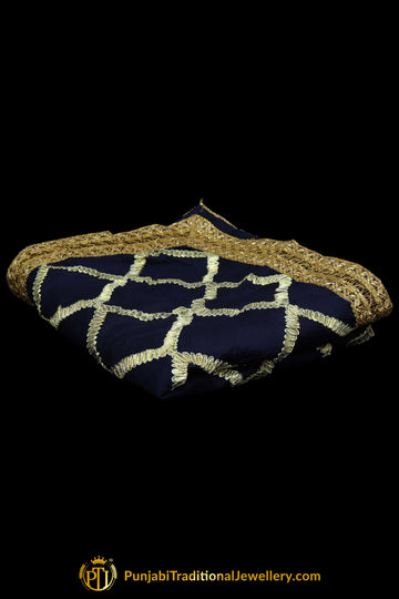 Blue Color Pure Phulkari Dupatta By Punjabi Traditional Jewellery